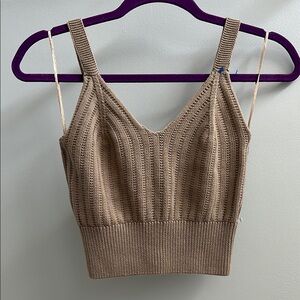 Bundle 5 items @ 15$, pay only 45$ - 2 items free! Tan Ribbed Crop Camisole